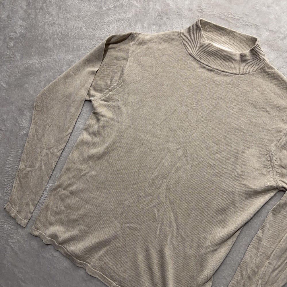Windridge Mock Neck Sweater Womens M Tan 100% Silk Knit Vintage Preppy Casual - Picture 7 of 13